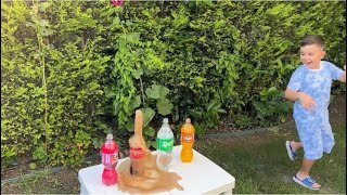 Yusuf kola mentos deneyinde kolayı patlattı her yer battı🤩 Sprite fanta gazoz da yaptı😂