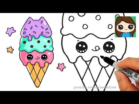 How To Draw Ice Cream Cone Easy Pusheen Youtube