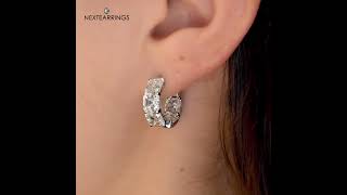 E5559 Classic Asscher Cut White Sapphire Hoop Earrings