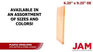 Orange 6 25 x 9 25 Open End Plastic Envelope w  Button and String Closure