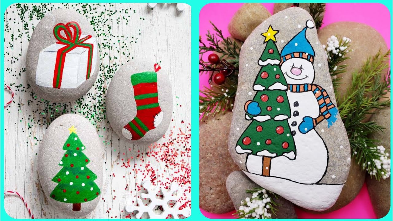 BEAUTIFUL AND STUNNING CHRISTMAS STONE ROCK PAINTING IDEAS/HANDMADE