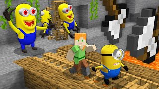 SCARY MINONS and FNAF MONKEY vs NOOB ALEX and MINON Chasing at 3:00 AM in MINECRAFT animations