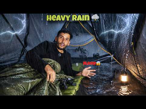 Solo Camping In Non-Stop Heavy Rainstorm & Thunderstorm | Caught In Heavy Rain | Camping Video