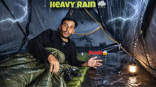 Solo Camping In Non-stop Heavy Rainstorm & Thunderstorm | Caught In Heavy Rain | Camping Video
