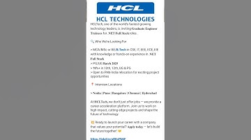 HCL technologies is hiring Freshers| Eduguru| Manikandan A #jobs #career #interviews