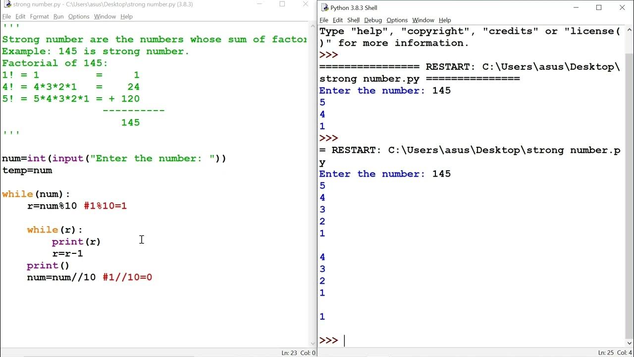 Strong Number Program in Python || Using while loop || CodeWithCoder ...