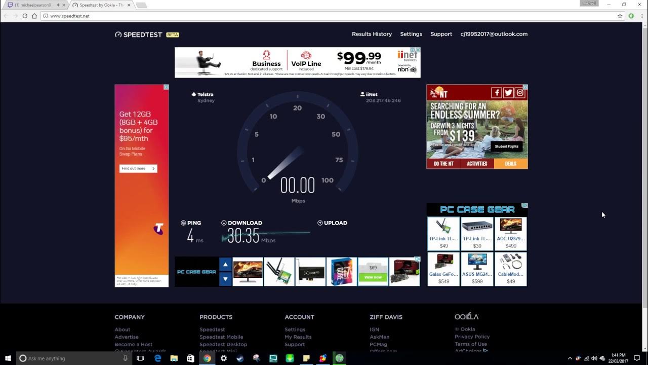 Speed Test FTTP WIFI YouTube
