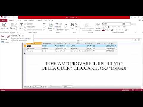 Video: Come Creare Una Query In Ms Access