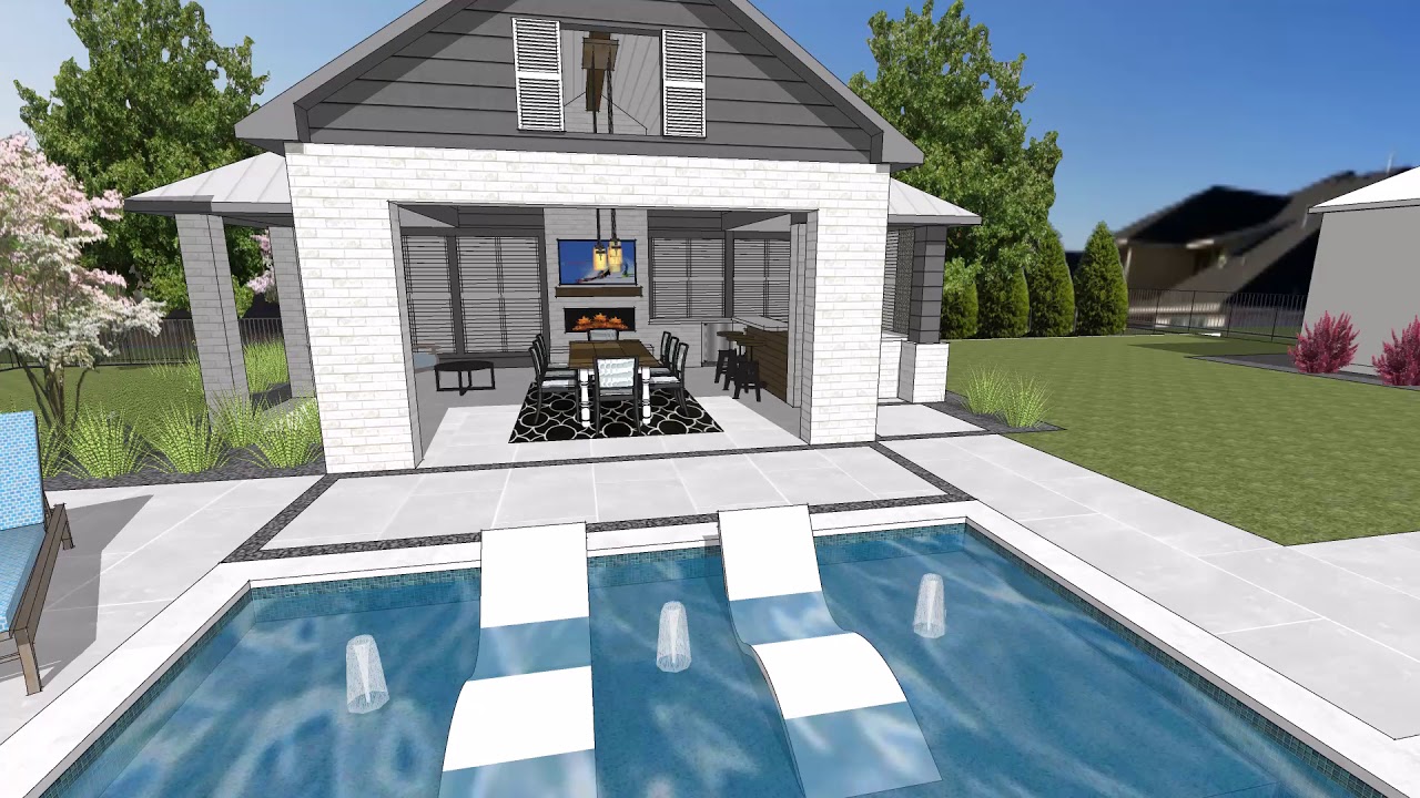 Lucas Modern  Farmhouse  Cabana and Swimming Pool  Concept 