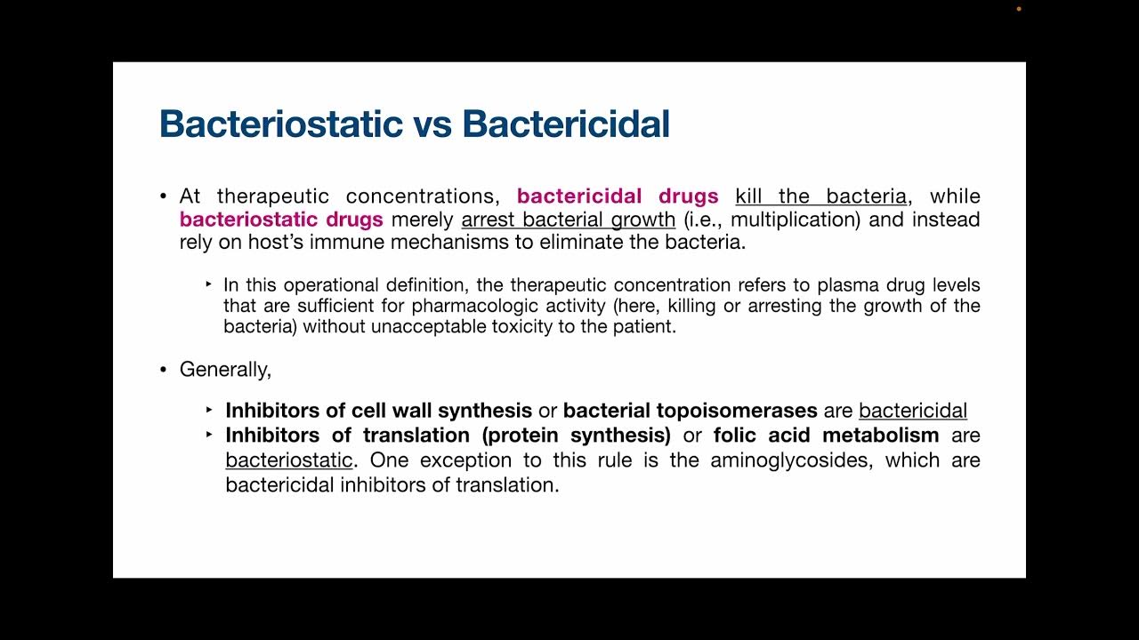Bacteriostatic VS Bactericidal Drugs (Antibiotics Lecture 2) YouTube