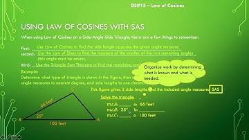 Using Law of Cosines to Solve SAS Triangles