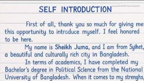 How To Introduce Yourself In College/School || Self Introduction || English Writing ||