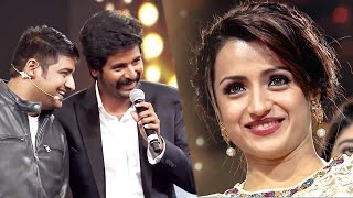 Trisha Krishnan Enjoying Sivakarthikeyan's Hilarious Comedy With Sathish At SIIMA