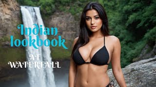 (4k) Indian AI Lookbook Model / AI Art / Photo shoot at Waterfall