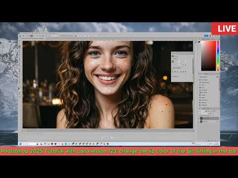 Photoshop 2025 Tutorial With Lana Lesson 123 Change The Lip Color Of The Girl Sitting In The Bar