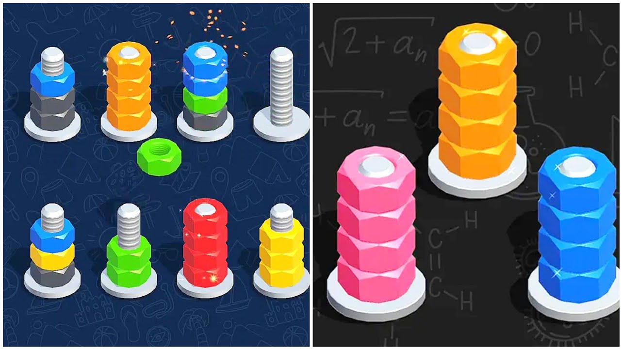 Colour Screw Sort Gameplay 3 , Android Games ios Walkthrough Simulator ...