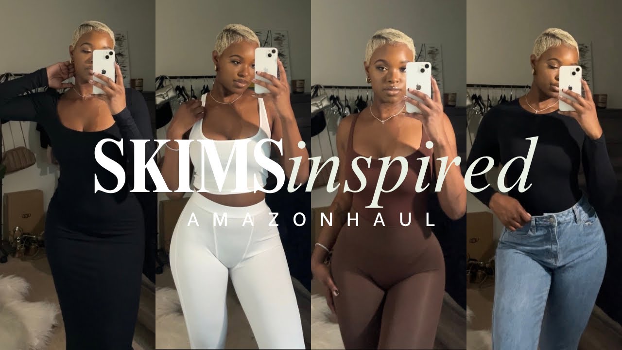 SKIMS INSPIRED DUPES AMAZON HAUL W/ COMPARISONS: BASICS, ESSENTIALS, LOUNGEWEAR | NYGIA LAUREN ♡