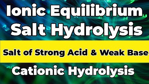 IE-21/Salt Hydrolysis/Salt of Strong Acid & Weak Base/Ionic Equilibrium/#sdchemistry /#neettamil