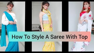 How To Style  Saree With Crop Top|2020| Saree With Top| !!! Anjalika Choudhary