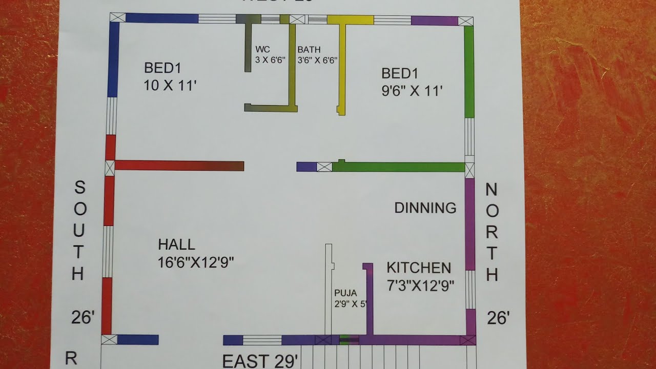 26 × 30 east face house plan map naksha details - YouTube