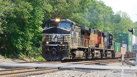 NS DC to AC Conversion Unit #4003 (Black-Red) Leads With BNSF H2 #4391 Trailing On A Gorgeous Day!