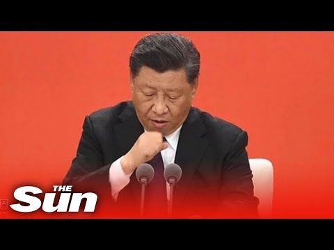 China's President Xi violently coughs throughout speech.