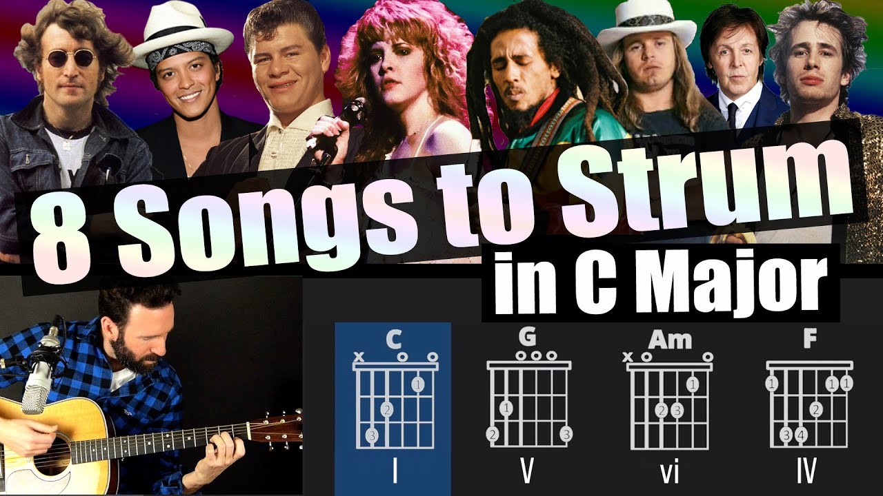 8 Classic Songs in C Major   Strum Along  Guitar Lesson C Dm Em E7 F G Am