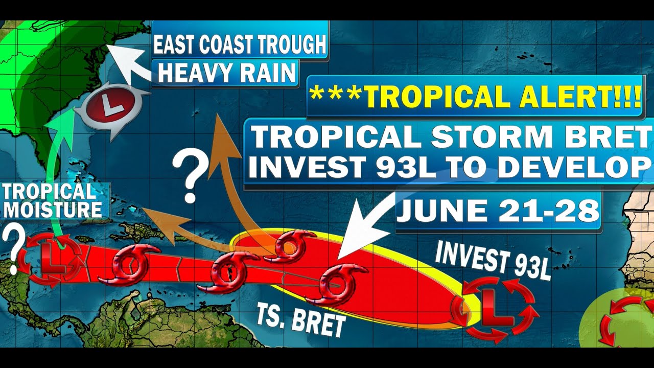 Tropical Storm Bret To Affect The Lesser Antilles & Caribbean, Invest