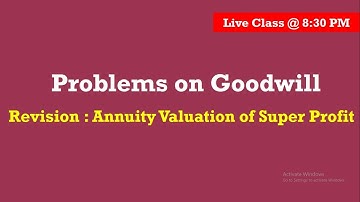 Calculation of Goodwill : Annuity Method Revision