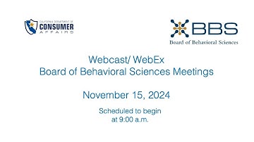 Board of Behavioral Sciences Meeting - November 15, 2024