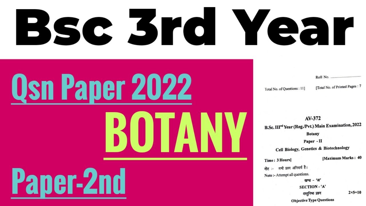 Bsc 3rd Year Botany Paper 2nd (Qsn Paper 2022) In Hindi & English