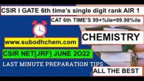 CSIR NET-(JRF)-18/9/2022 CHEMICAL SCIENCE || ALL THE BEST II SubodhCheM  II