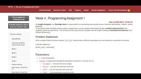 The Joy of Computing using Python Week - 4 Assignment Quiz and Programming Assignment