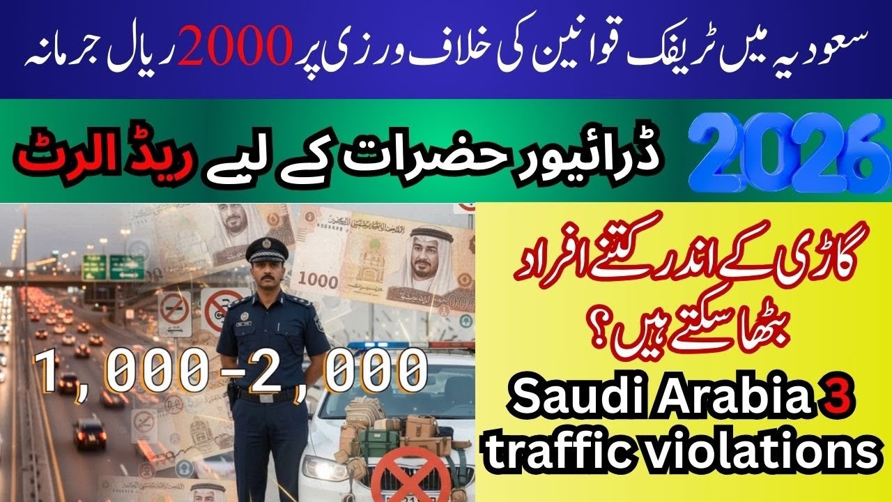 Saudia Traffic Violations | 2000 SAR Fine | How Many Passengers Allowed? Red Alert for Drivers
