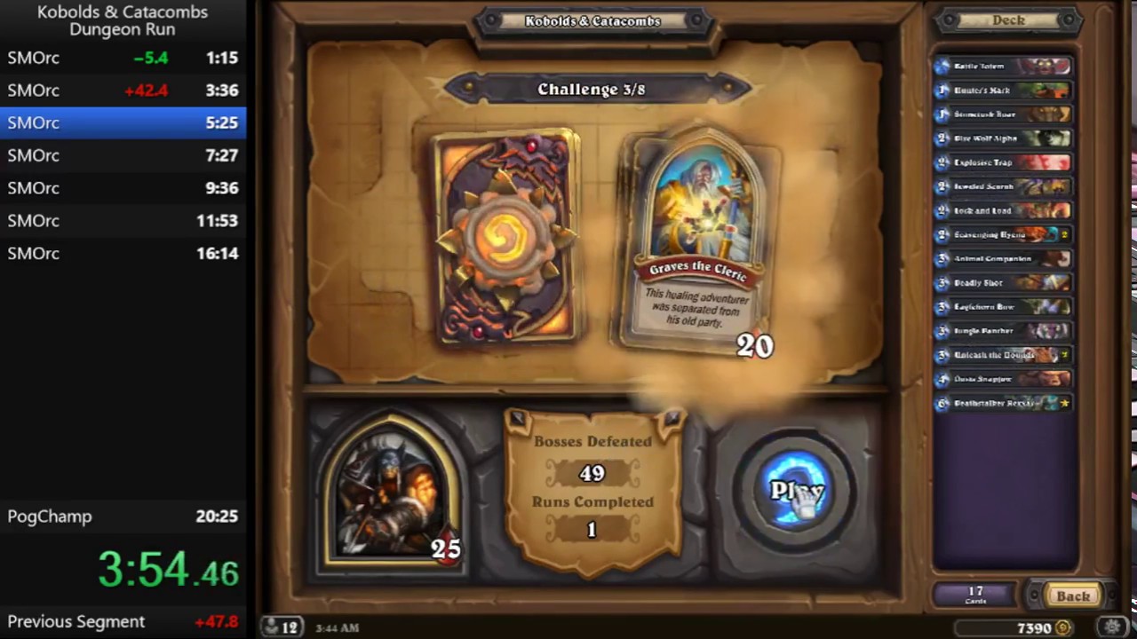 Hearthstone: Kobolds 'Dungeon Run' Speedrun (Hunter) in 