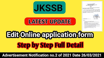 [JKSSB Latest Update] How to Edit application form Under advertisement no.2 of 2021 Date 26/03/2021