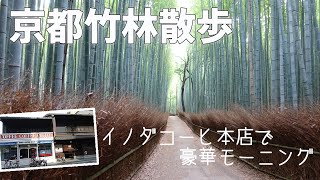 [ 京都 嵐山 ] 京都を代表する観光名所 嵐山の『 竹林の小径 』＆『 野宮神社 』～ 早朝だったので、竹林で出会ったのは 猫1匹だけでした (^^;) ～ その後は、イノダコーヒ本店でモーニング♪