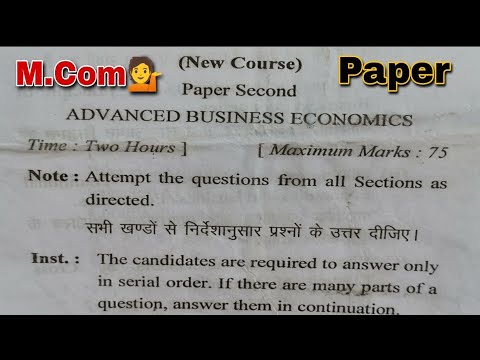 Advanced Business Economics Questions paper M.com || Advanced business economics paper m.com