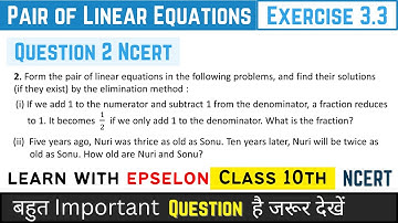 Pair of linear equations in two variables | Exercise 3.3 Q2 | Class 10 Maths | NCERT Solution 2024