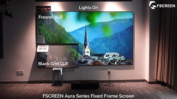 【FSCREEN】120 Inch Fresnel Aura Series ALR Fixed Frame Projection Screen and Black Grid CLR Comprison