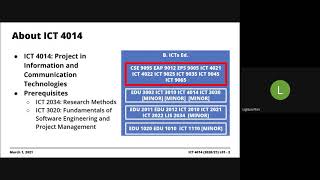 2020/21  ICT 4014 | Lecture Series #01: Administrivia and Introduction | March 1, 2021