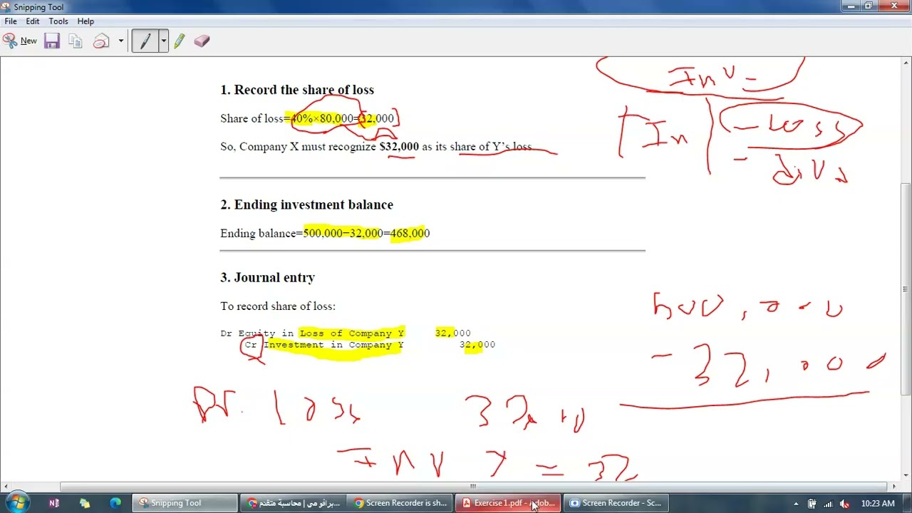 حل الواجب الاول محاسبة متقدمة