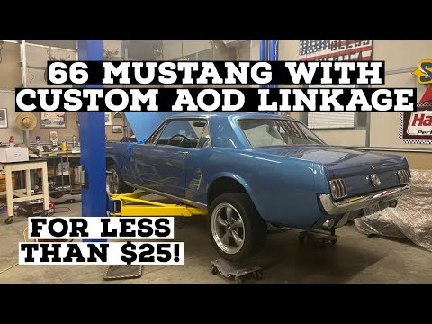 1966 MUSTANG WITH CUSTOM AOD LINKAGE FOR $25 : 66 mustang 302 swap Pt-19, + sniper throttle linkage