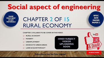 RPSC AEN MAINS SOCIAL ASPECT OF ENGINEERING LECTURES | CHAPTER 2/Rural Economy|
