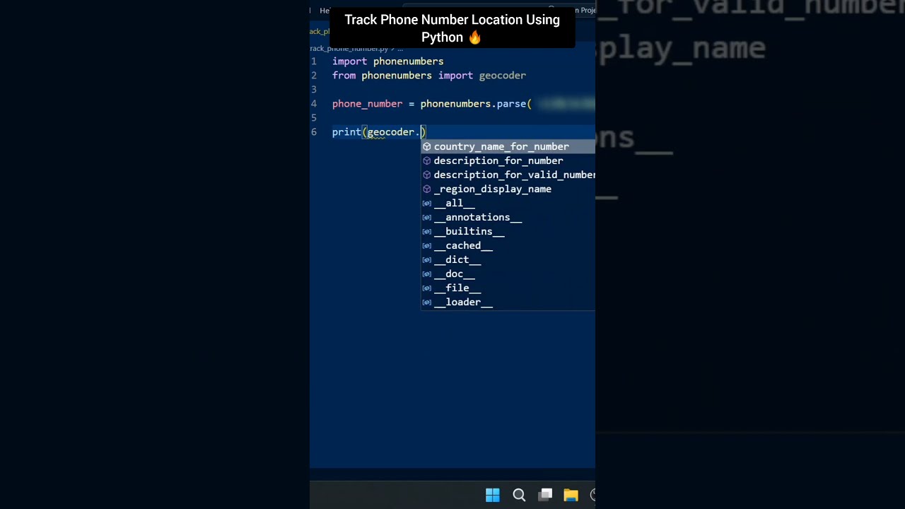 Track Phone Number Location Using Python Pythontricks Codingtips Programming Shorts