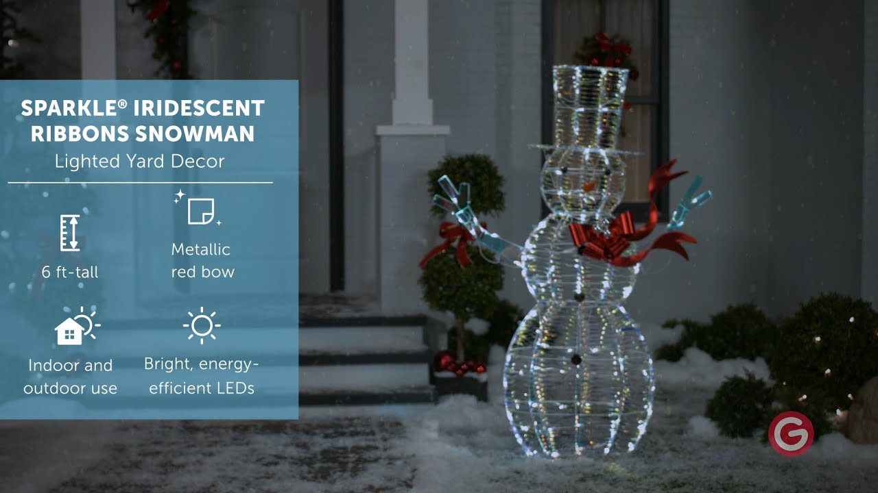 Reviews for Home Accents Holiday 6 ft. Iridescent Ribbon Snowman Holiday  Yard Decoration