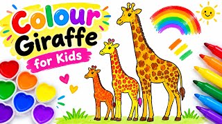 🦒 Colour a Giraffe for Kids! | Easy Giraffe Drawing & Colouring | Fun Learning with Harman