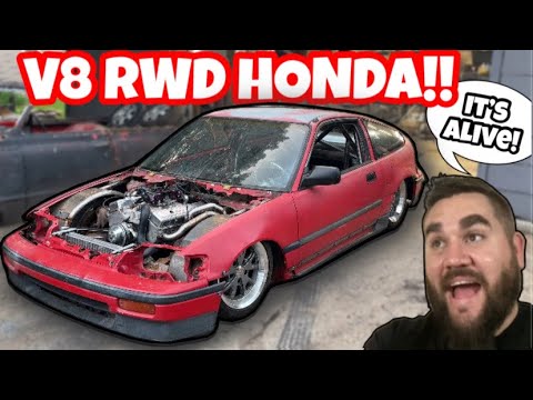 ITS ALIVE! 500HP V8 RWD HONDA CRX IS RUNNING & READY TO DRIVE! CRAZIEST BUILD EVER!