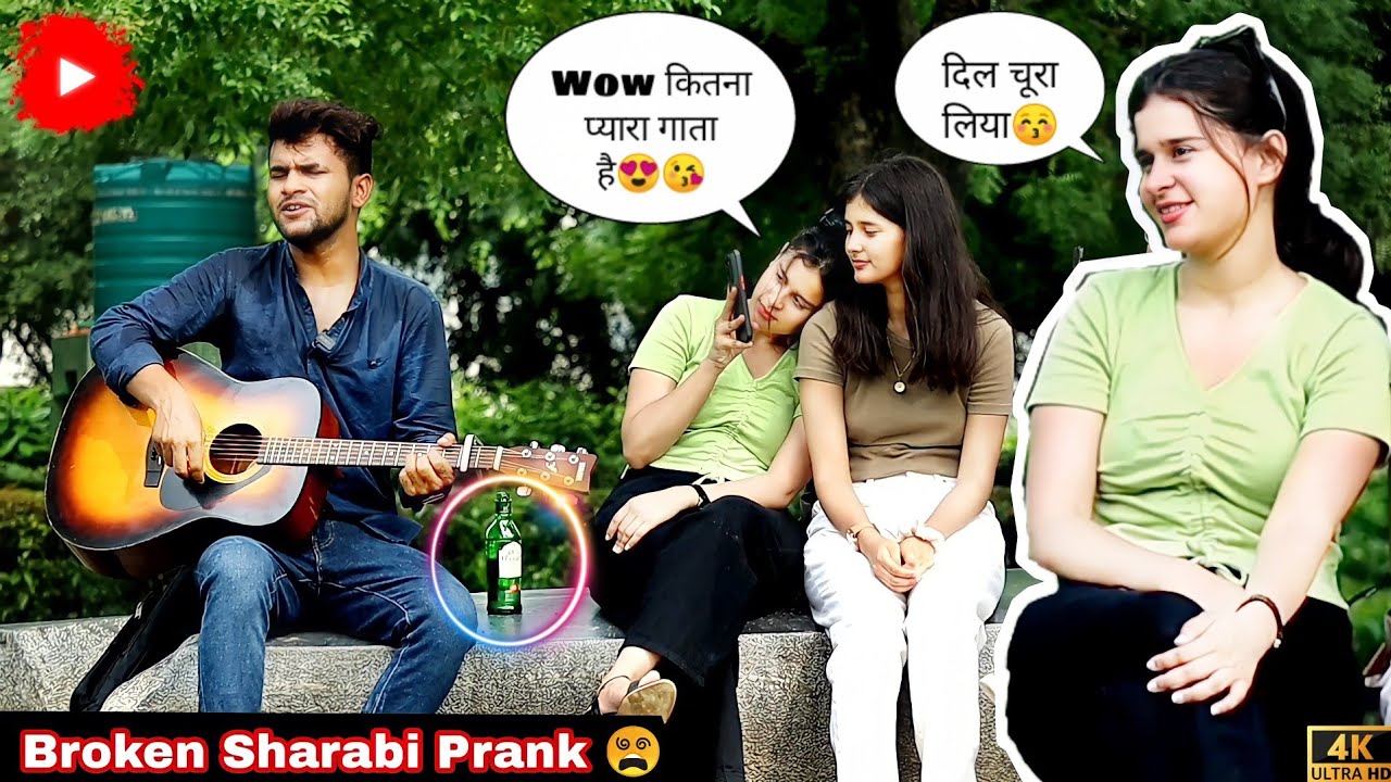 Broken Sharabi (शराबी) Singing Prank On cute Girls Public Reaction Video On Guitar!@iklakh sainy