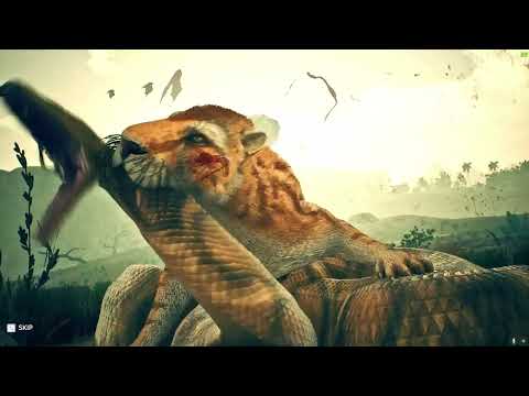 Golden Machairodus Kill African Rock Python